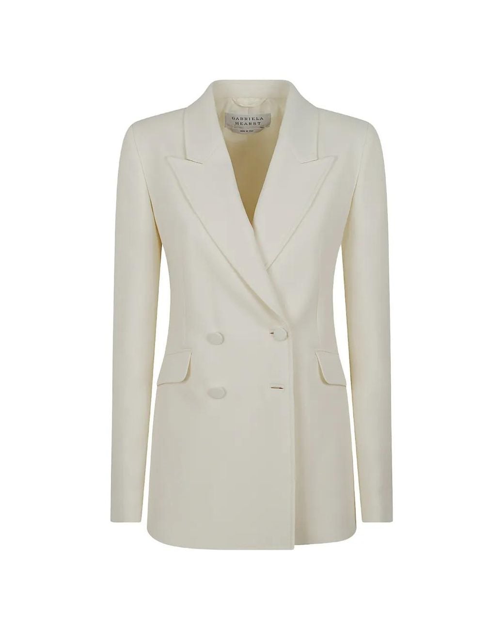 Gabriela Hearst White Double-Breasted Peaked-Lapel Blazer