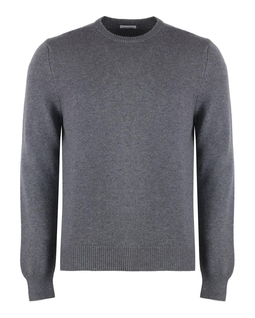 Malo Gray Crew-Neck Cashmere Sweater for men