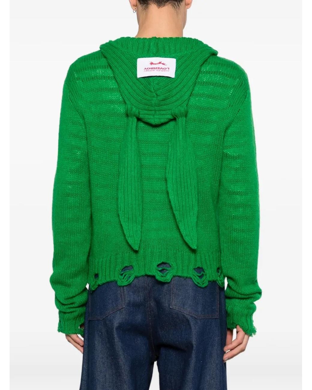 Charles Jeffrey Green Button-Up Hoodie