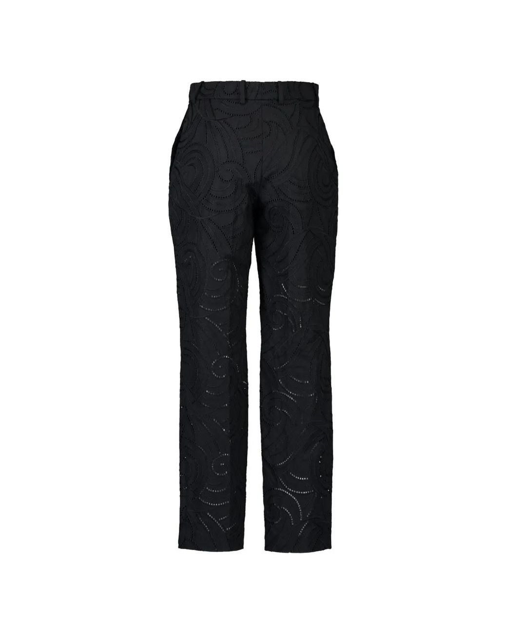 Mantu Black Embroidered-Faille Straight Trousers