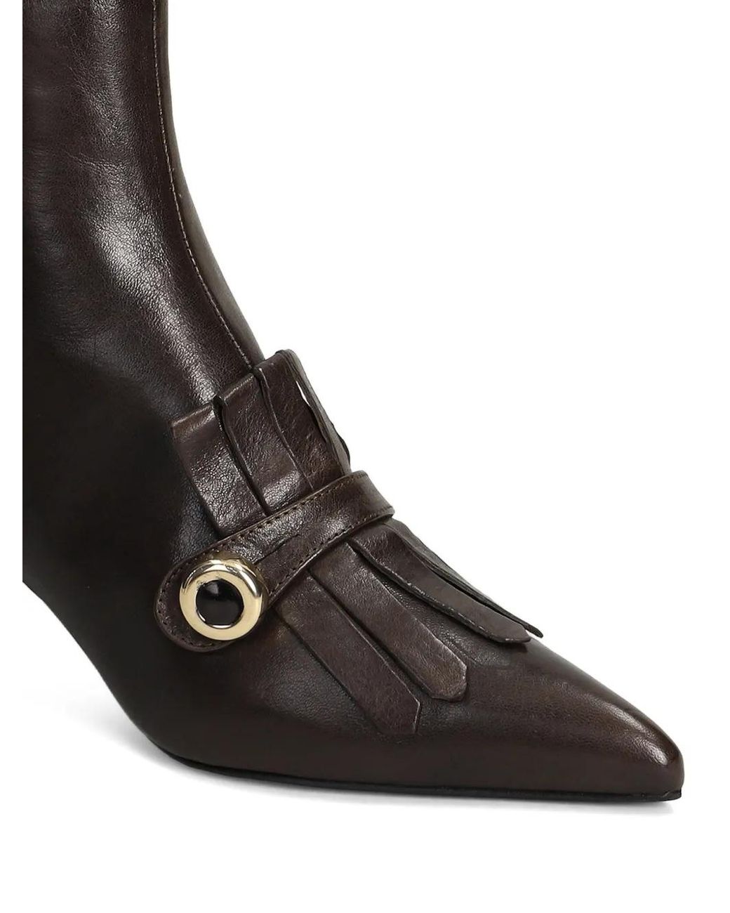 Roberto Festa Black Fringe-Detail Leather Ankle Boots