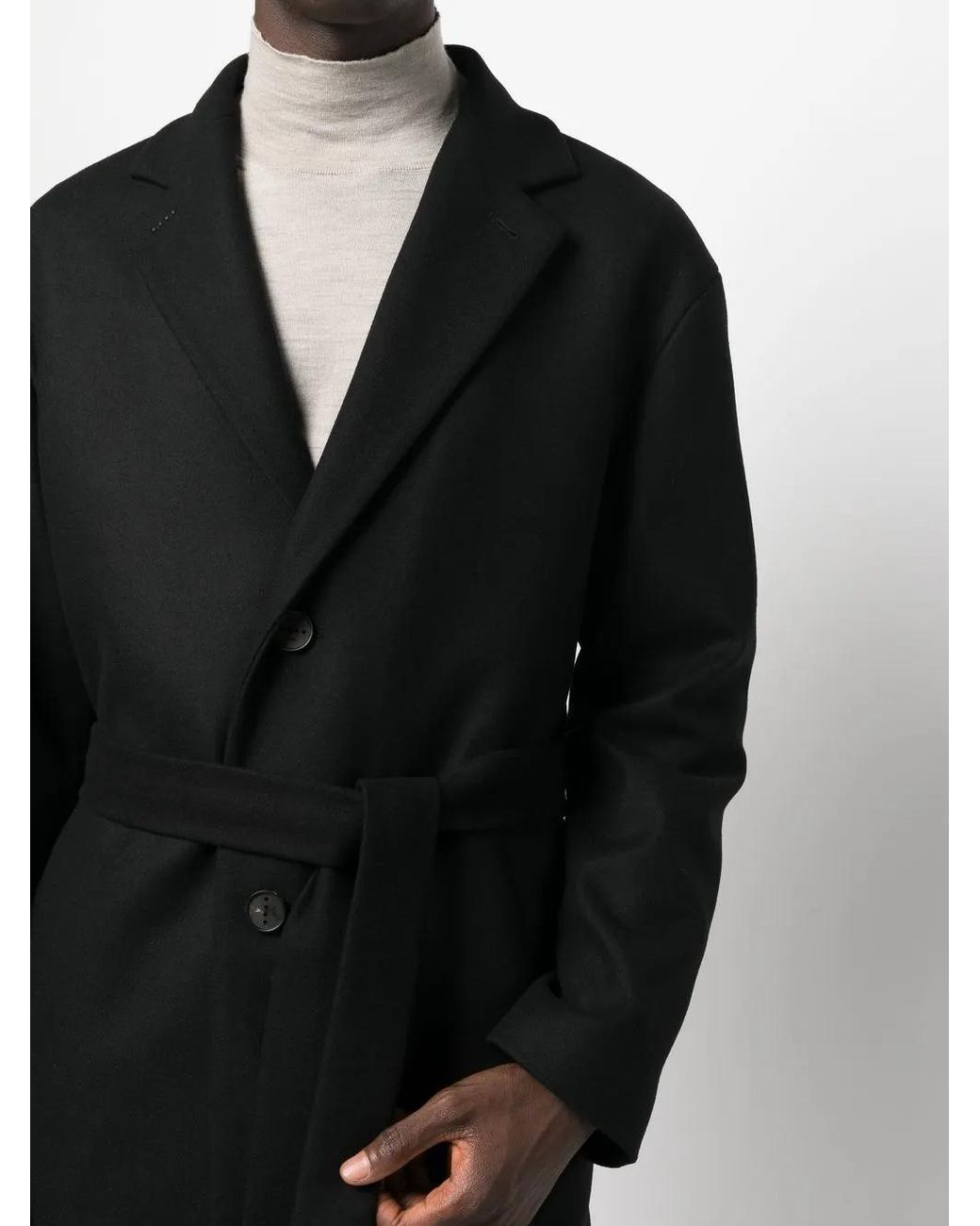 Hevò Black Single-Breasted Coat for men