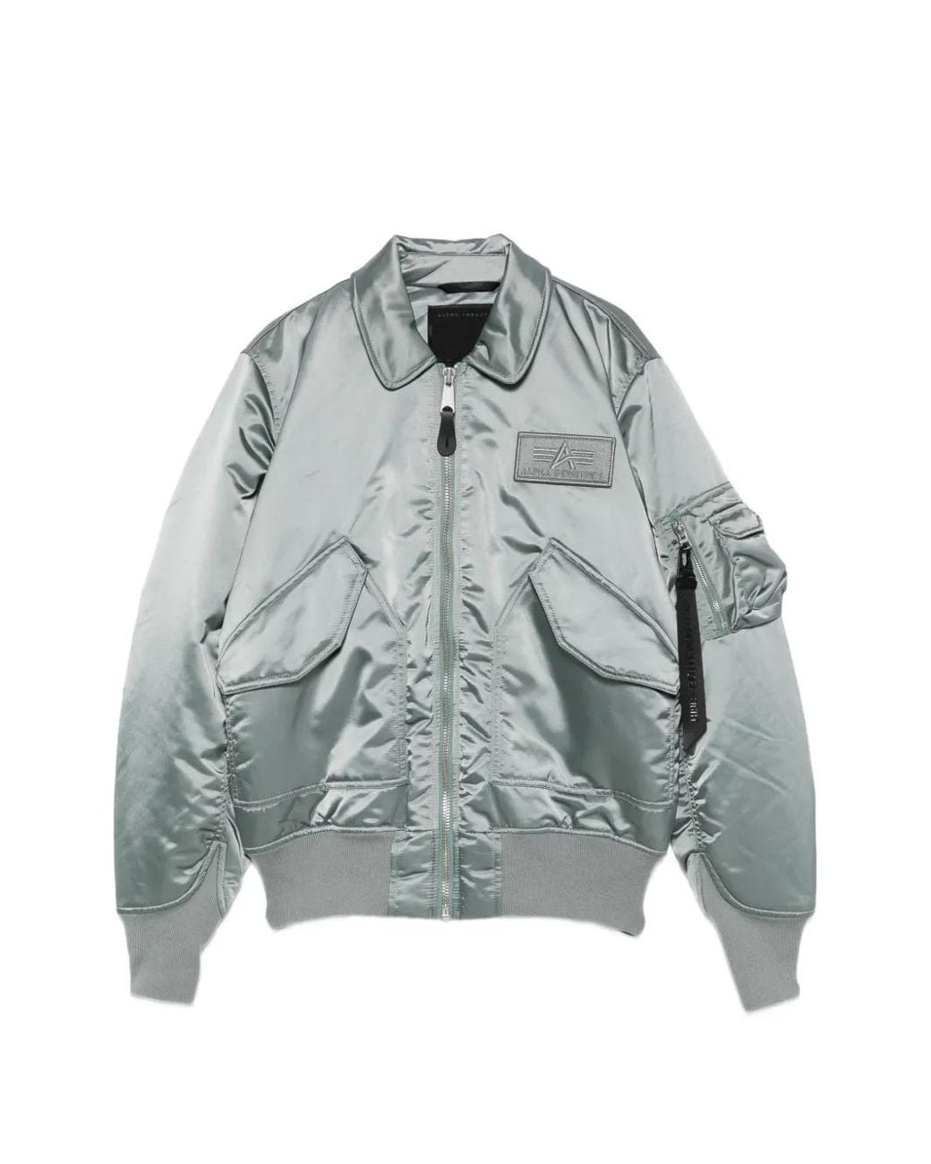 Alpha Industries Gray Logo-Patch Bomber Jacket for men