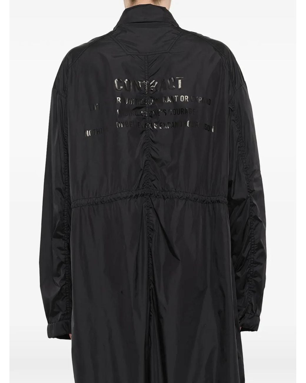 Juun.J Black Slogan-Print Drawstring-Waist Parka for men