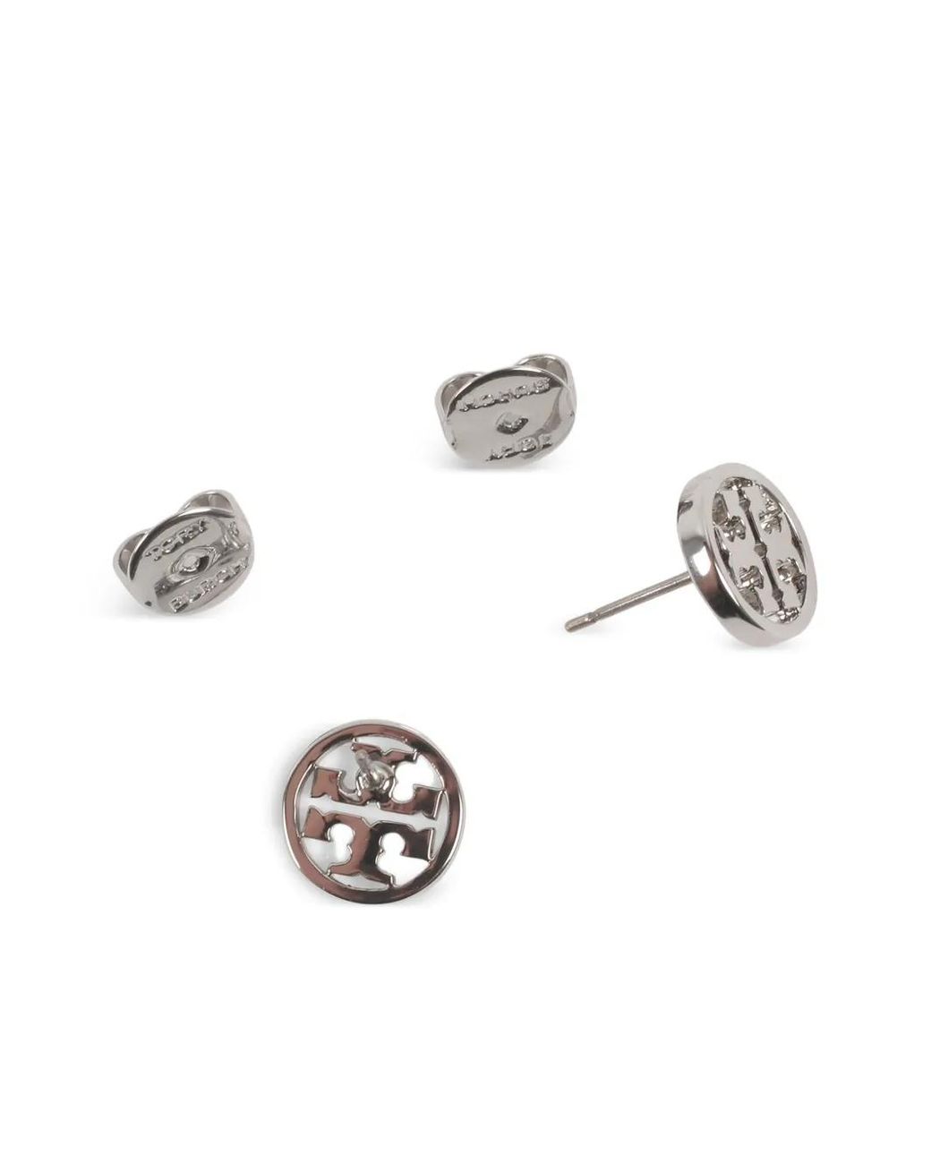 Tory Burch White Logo-Detail Stud Earrings