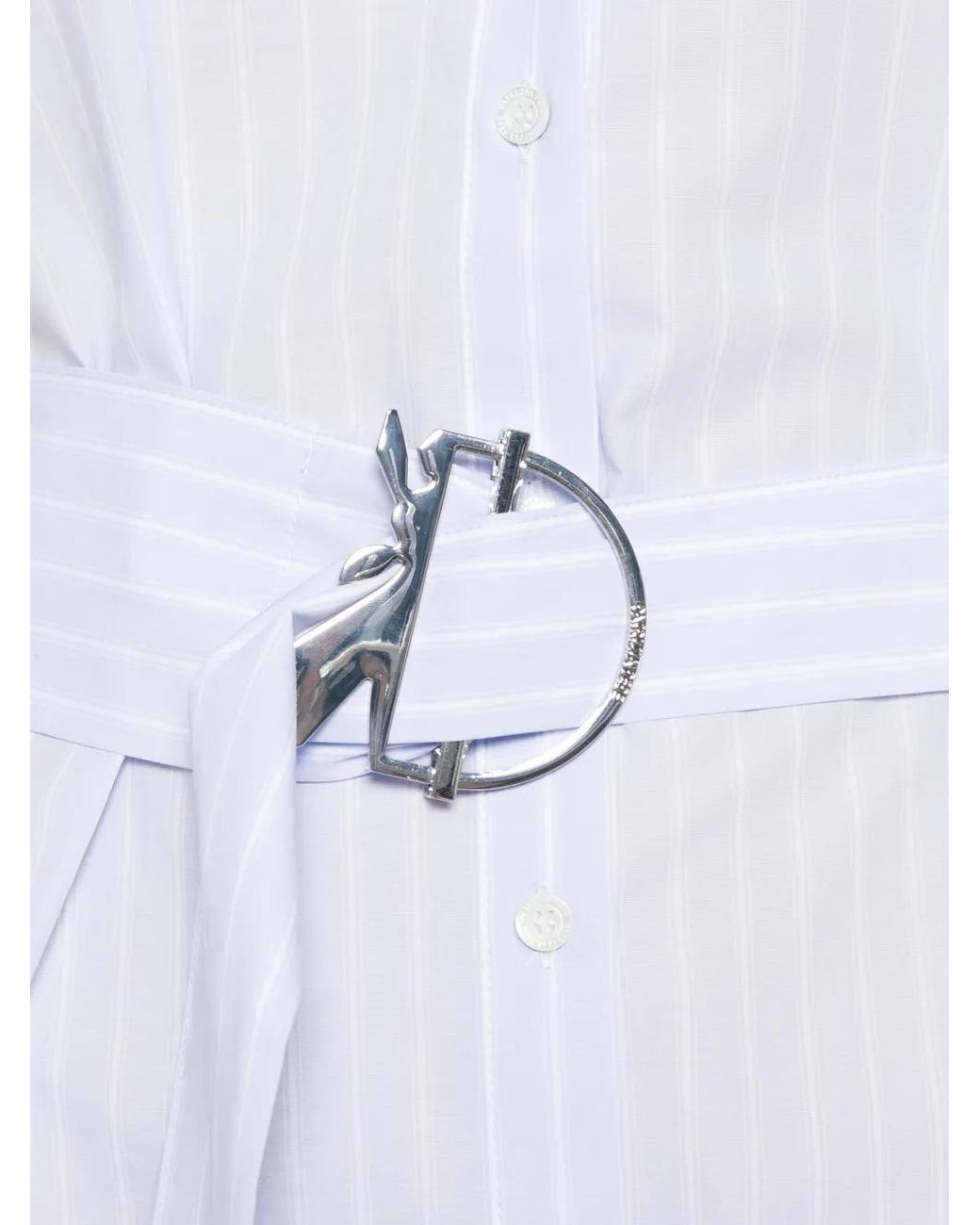 Patrizia Pepe White Stripes Belt Mini Shirt Dress