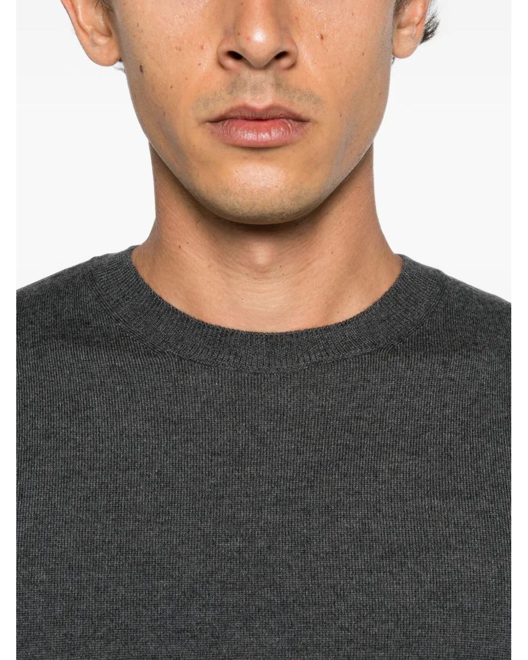 Corneliani Gray Crew-Neck Long-Sleeve Sweater for men