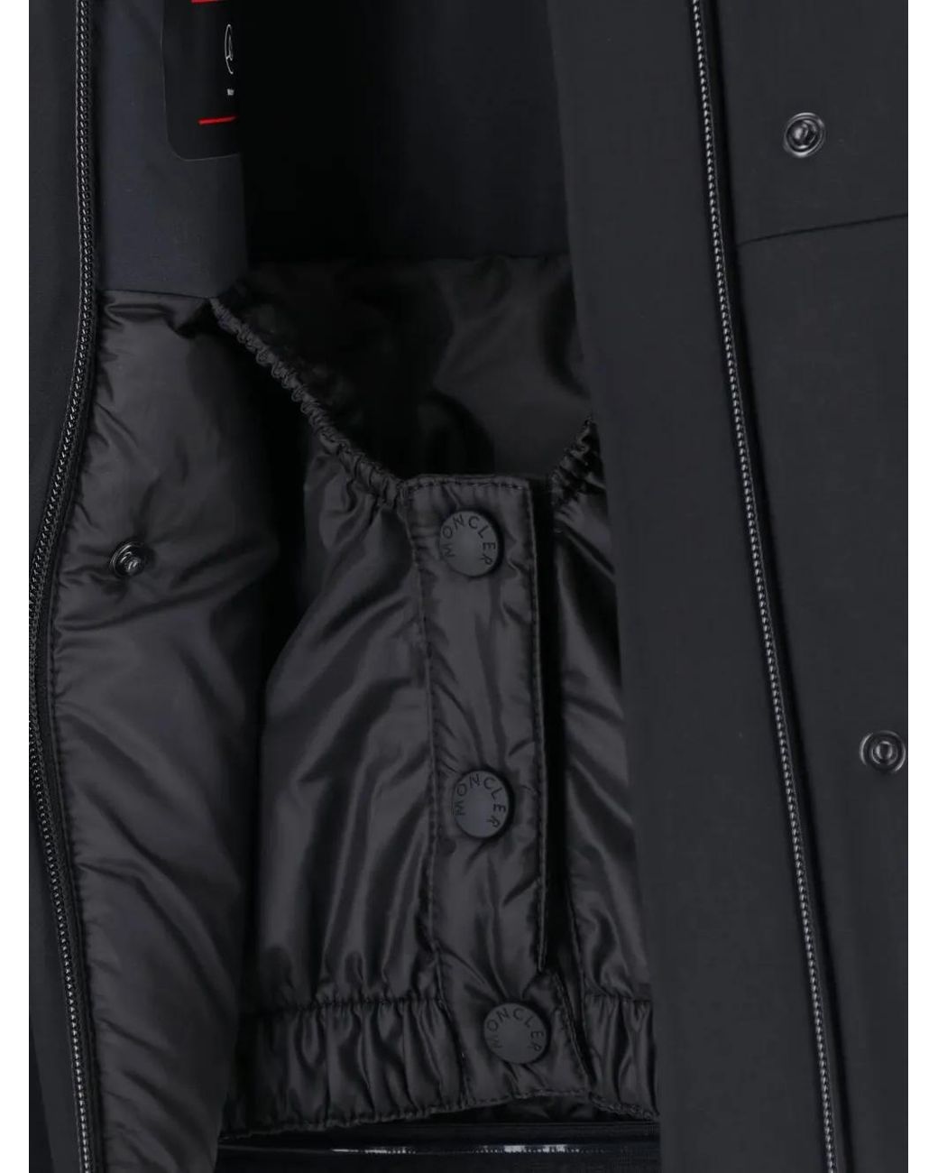 Moncler Black Loira Faux Fur-Trimmed Belted Jacket