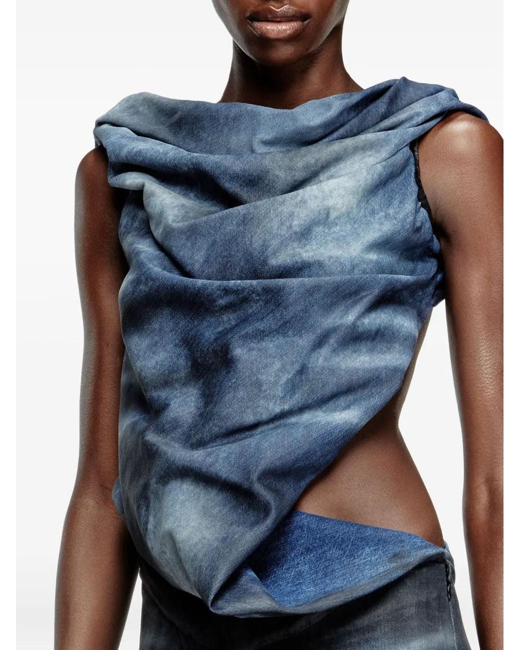 DIESEL Blue Asymmetric-Design Jumpsuit