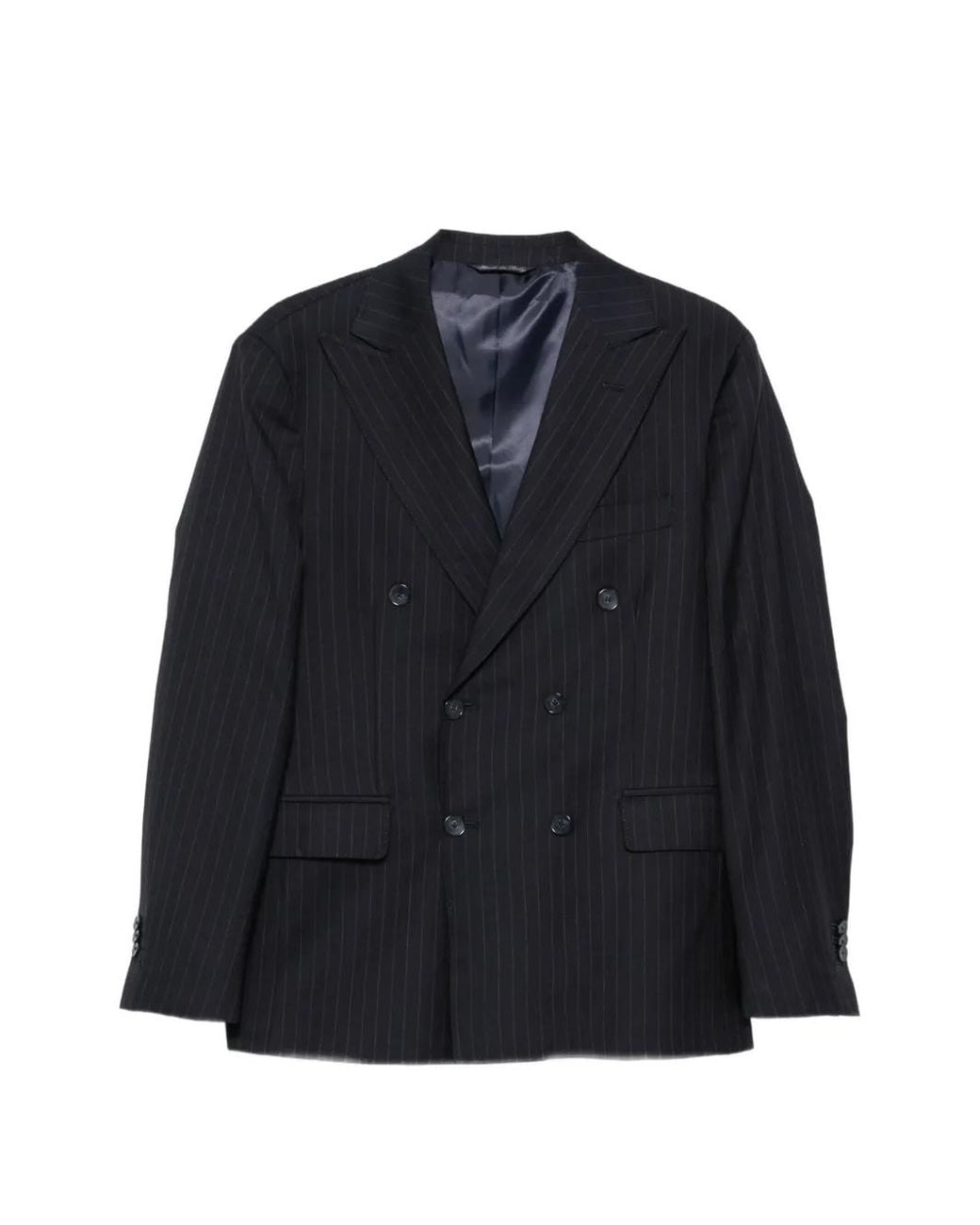 época Blue Costume Croisé À Fines Rayures for men