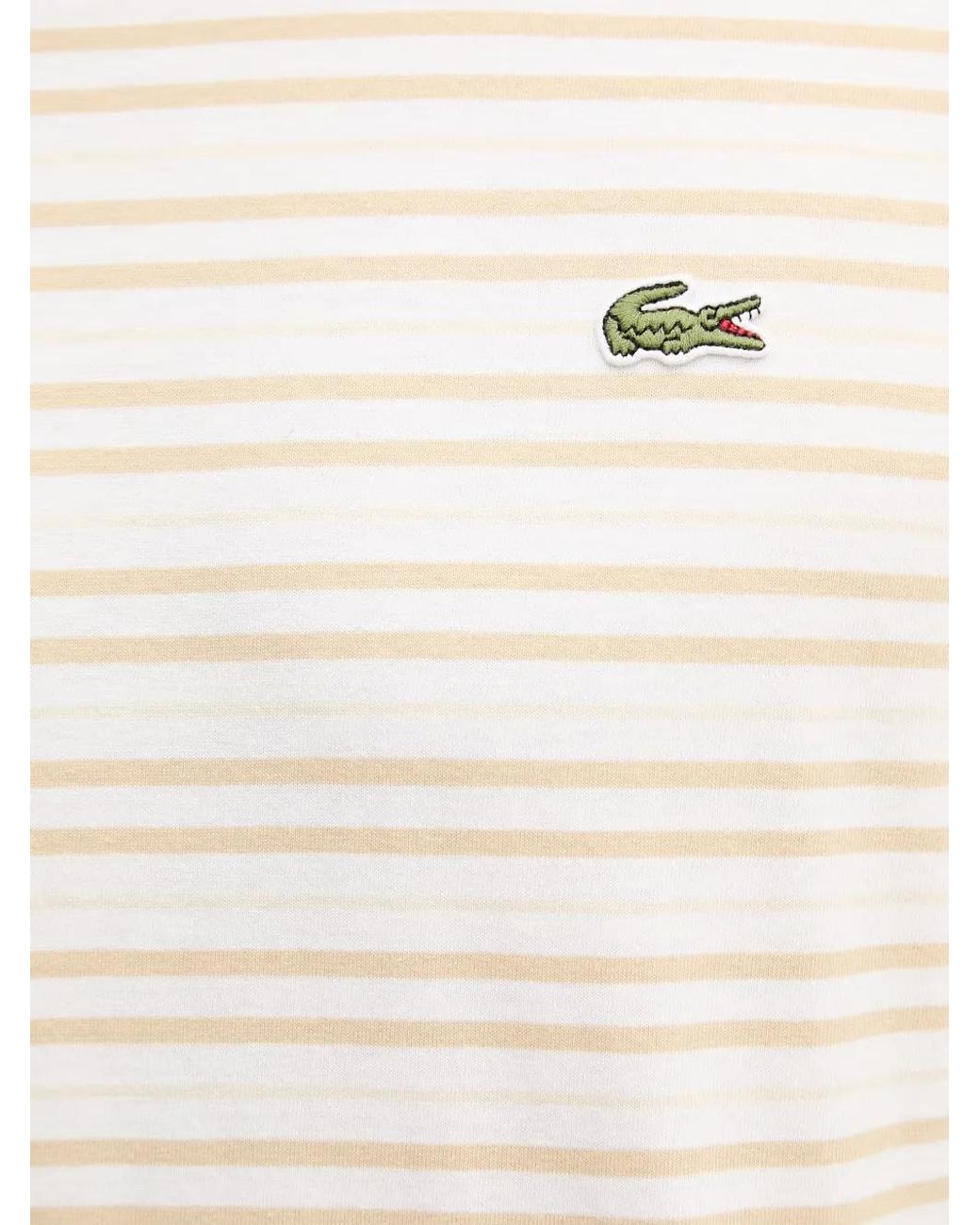 Lacoste White Striped Cotton T-Shirt for men