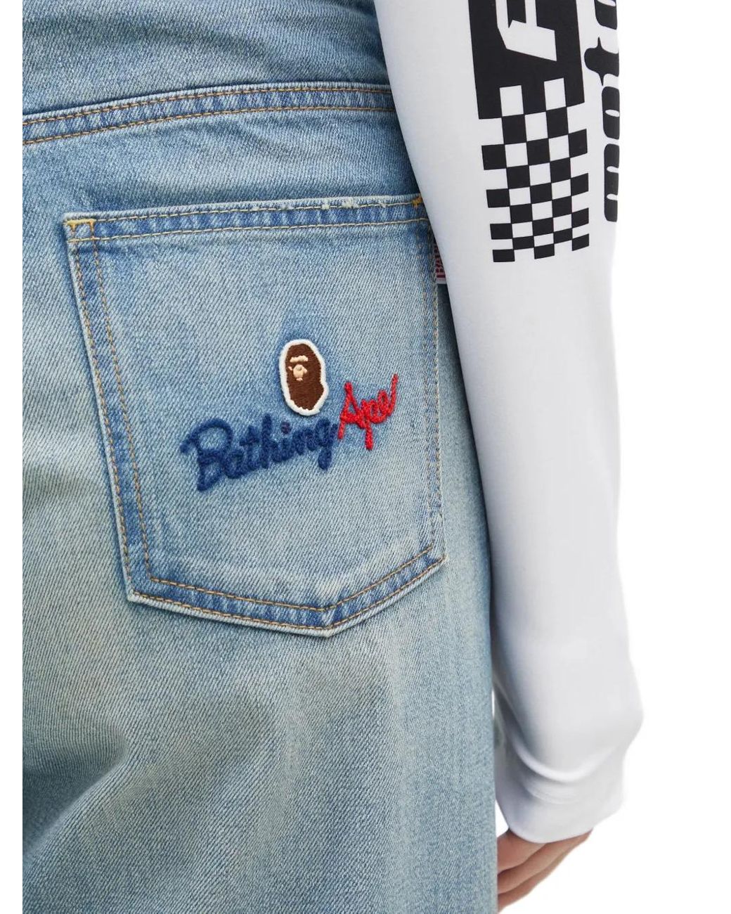 A Bathing Ape Blue Wide-Leg Jeans