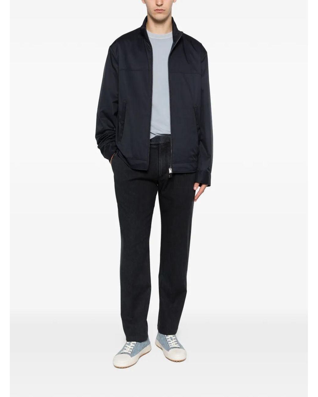 Canali Blue Zip-Up Pocket Jacket for men