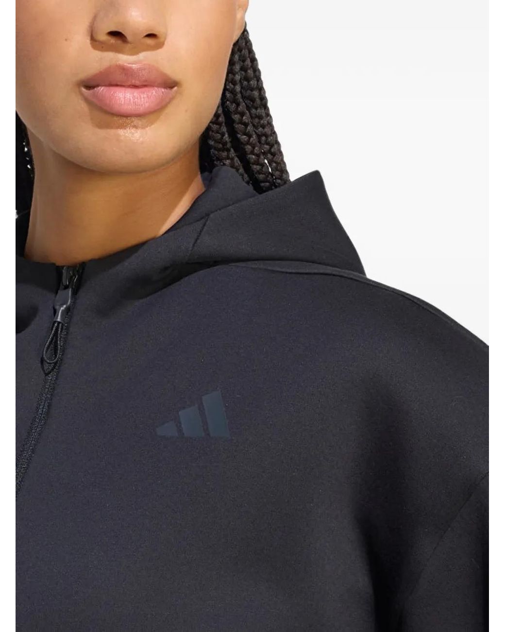 Adidas Black Z.N.E. Logo-Print Zip-Up Hoodie