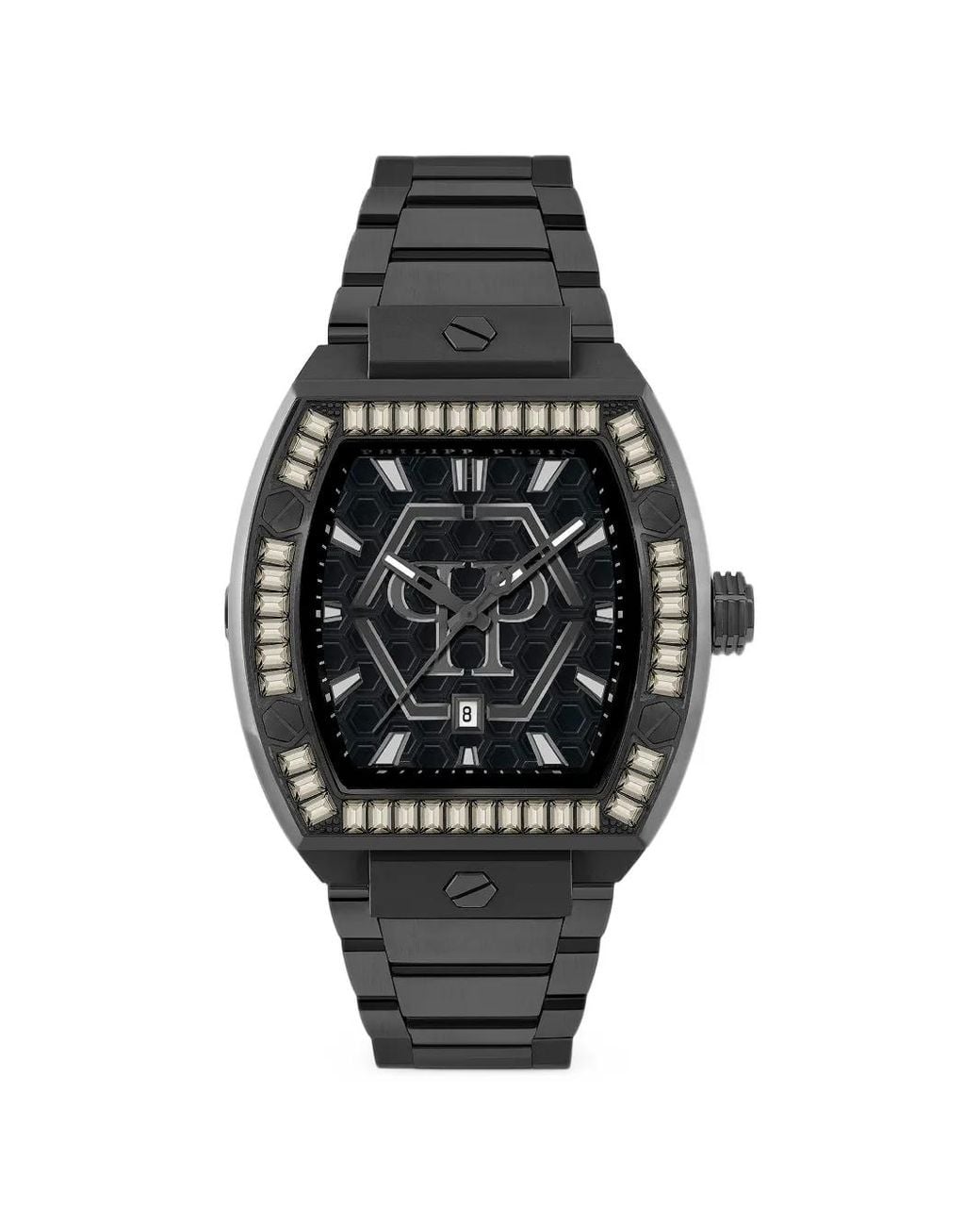 Philipp Plein Black Crystal-Bezel Tonneau 44Mm Watch for men