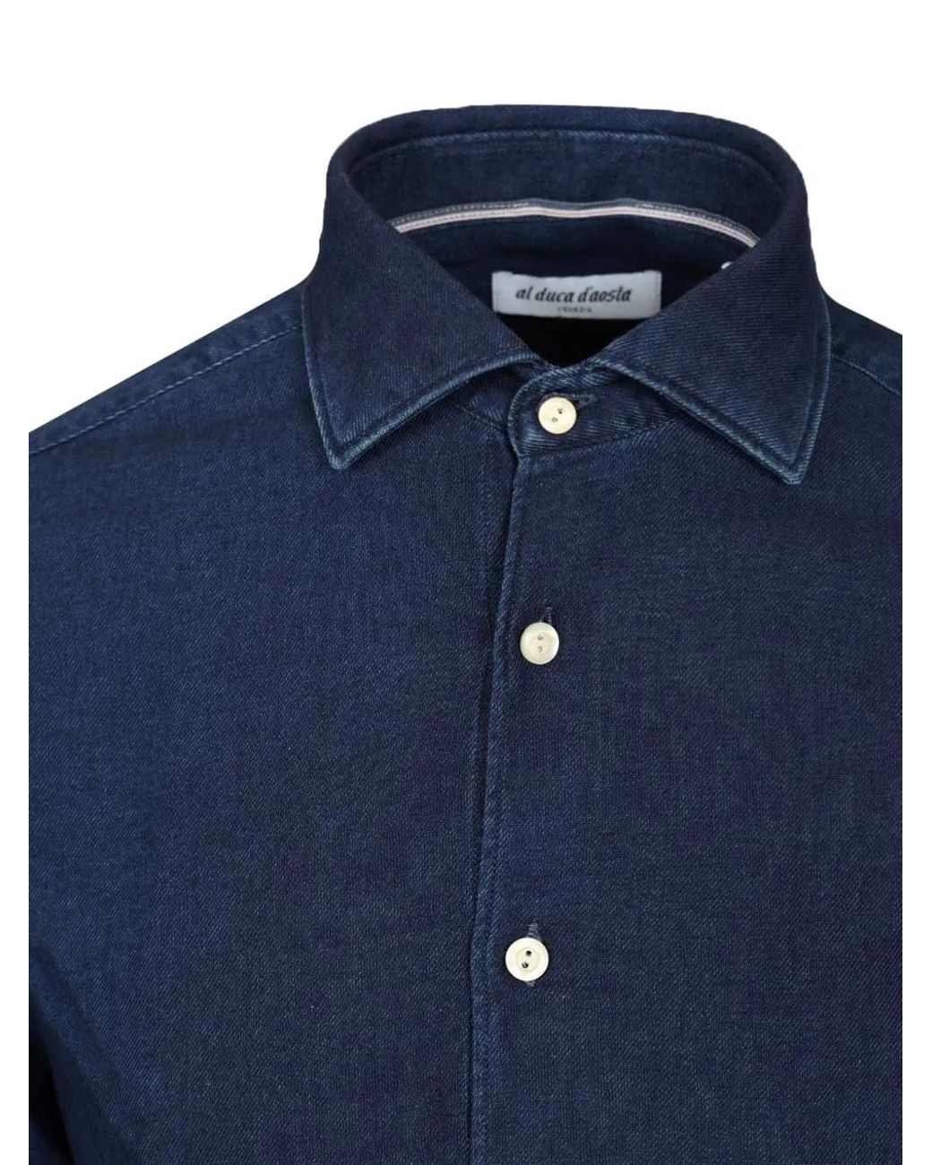 Al Duca D'aosta Blue Dark-Wash Cotton Shirt for men