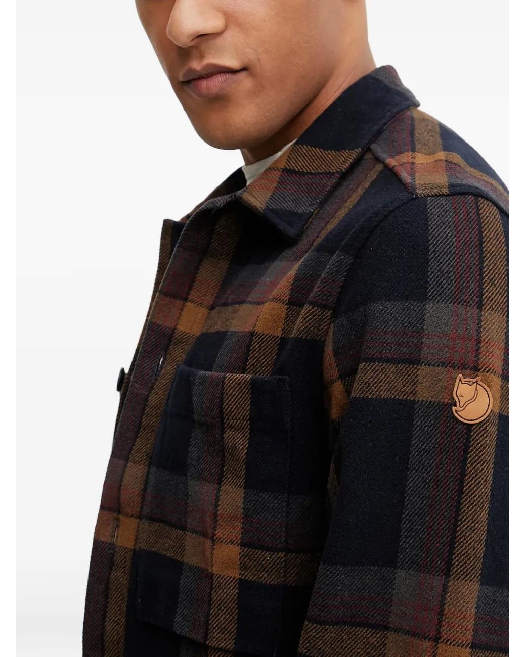Fjallraven Black Check-Pattern Two-Pocket Shirt Jacket for men