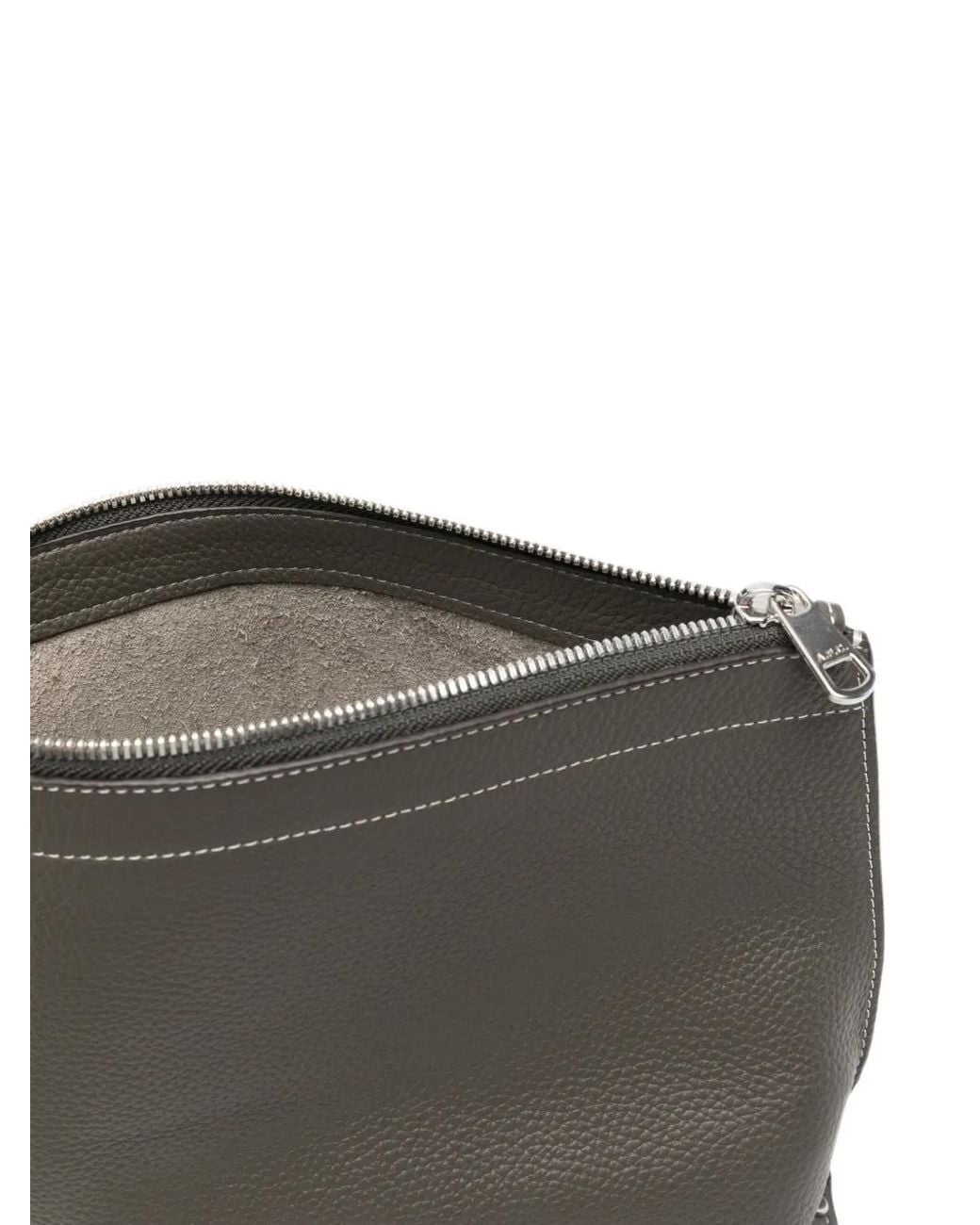 A.P.C. Gray Neige Clou Leather Clutch Bag