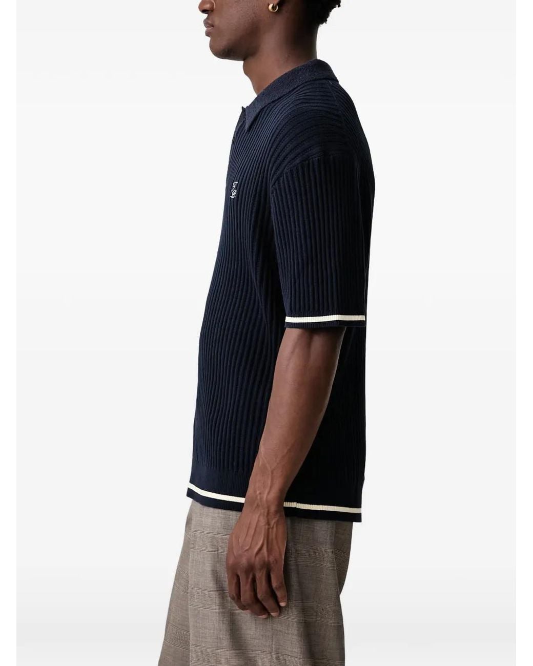 Filling Pieces Blue Logo-Embroidered Polo Shirt for men