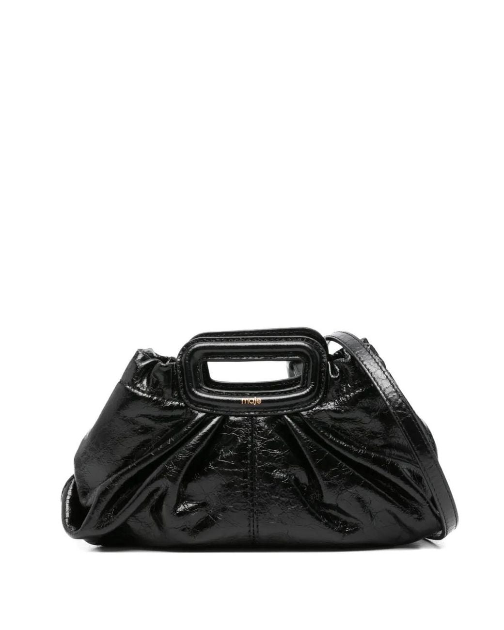 Maje Black Mini Milpli Clutch Mit Risseffekt