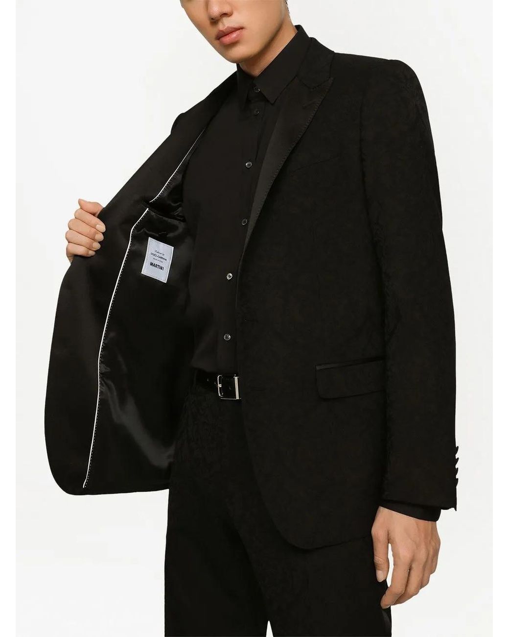 Dolce & Gabbana Black Martini-Fit Jacquard Wool Tuxedo Suit for men