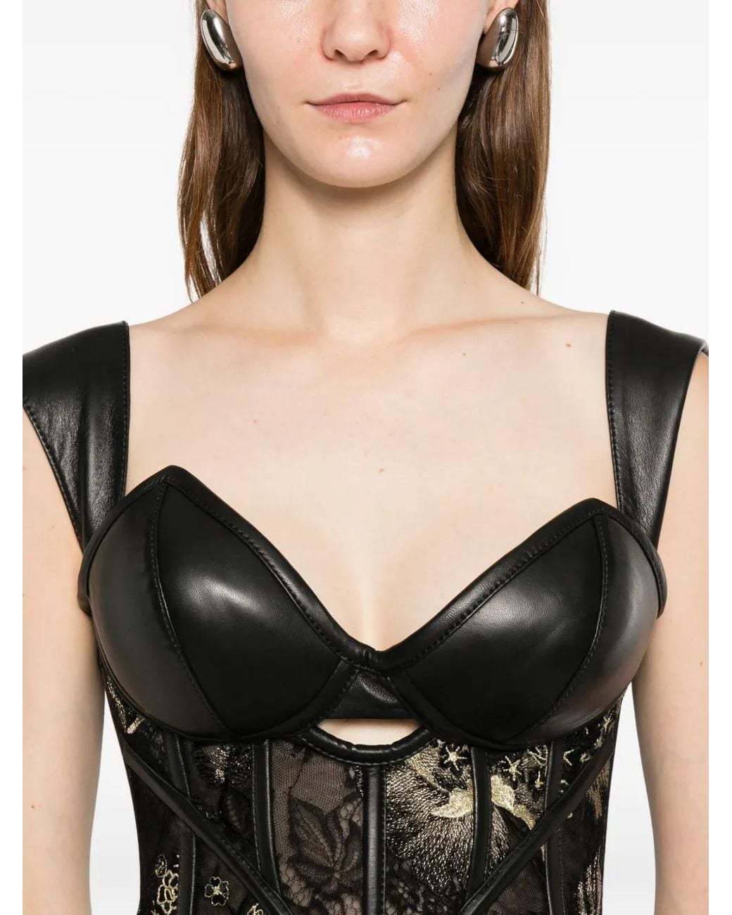 MITILIANE COUTURE Black Embroidered-Lace Top