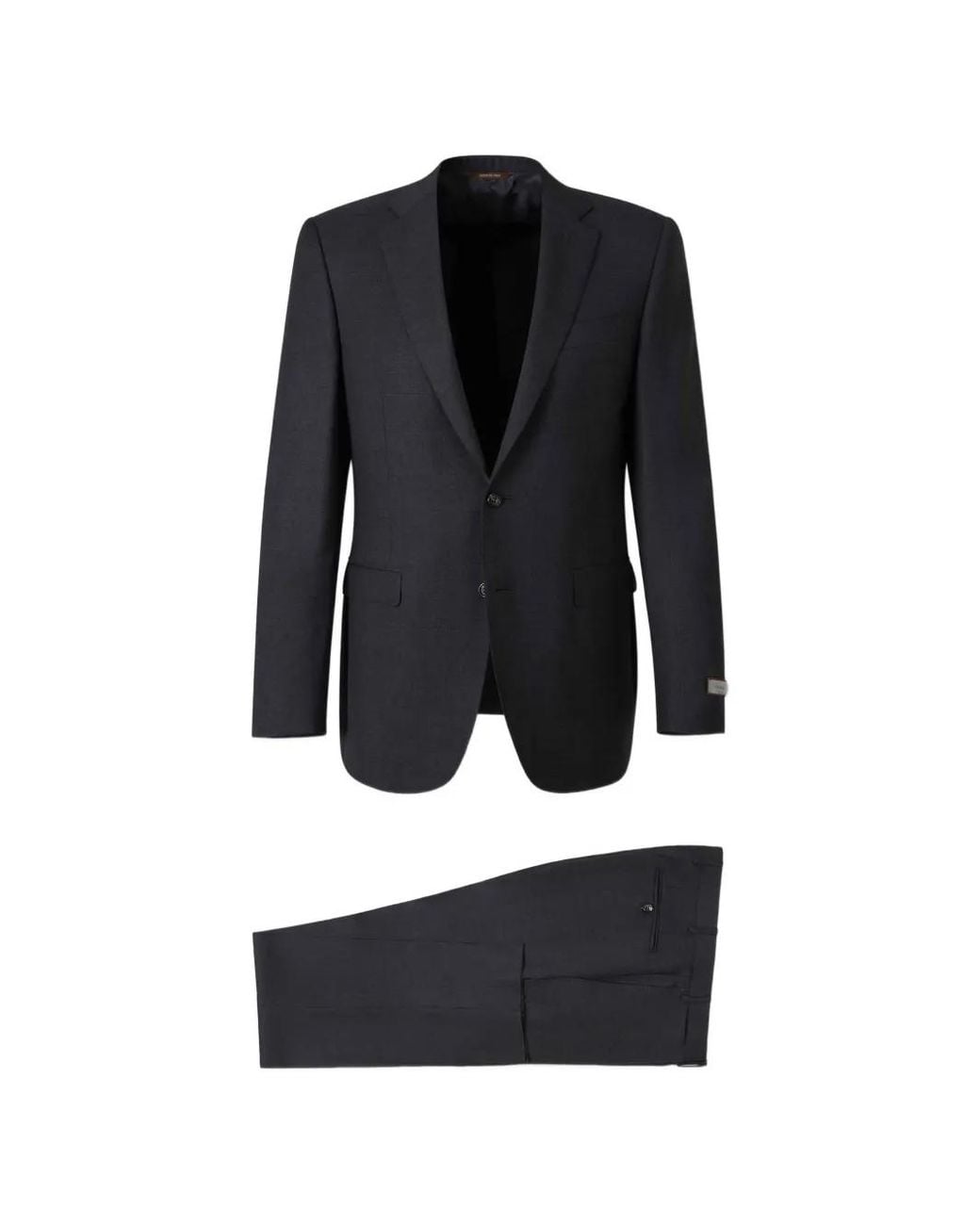 Canali Black Costume Boutonné À Revers Crantés for men