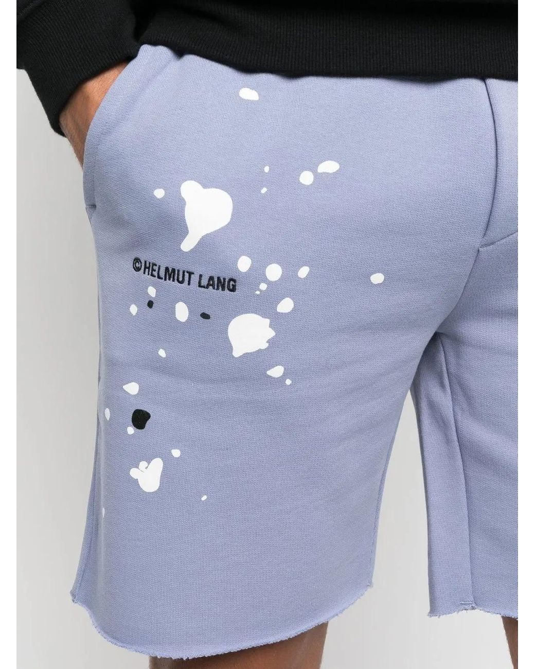 Helmut Lang Blue Embroidered-Logo Track Shorts for men