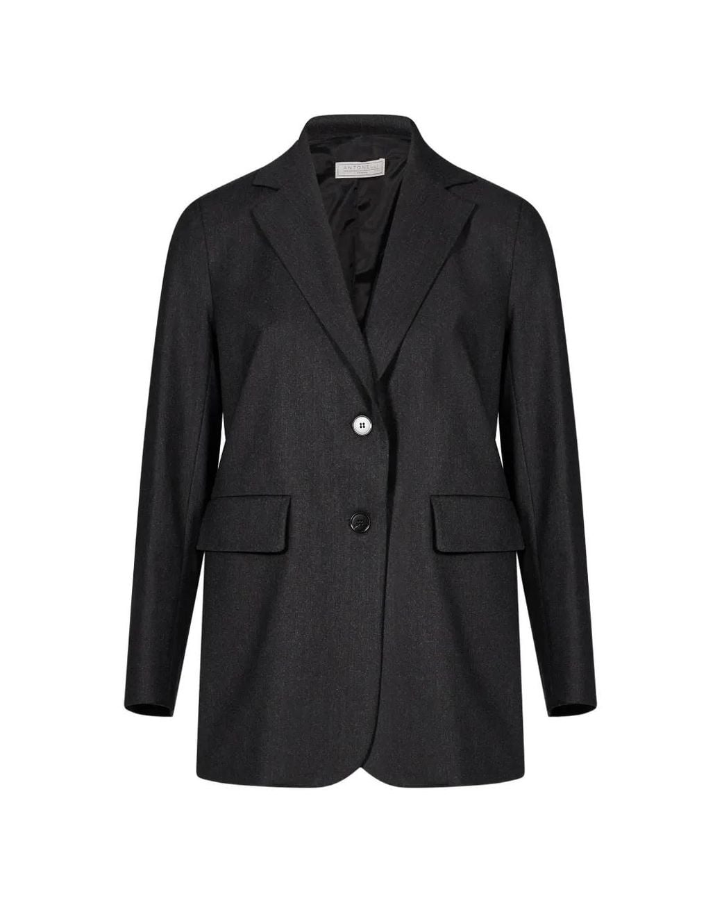 Antonelli Black Single-Breasted Notched-Lapels Jacket