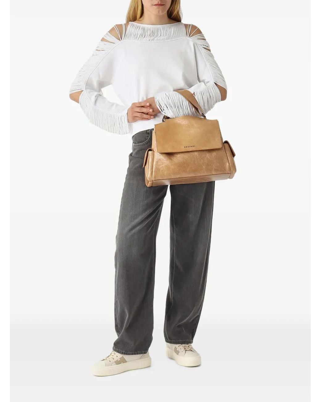 Orciani Metallic Midi Sveva Stark Tote Bag