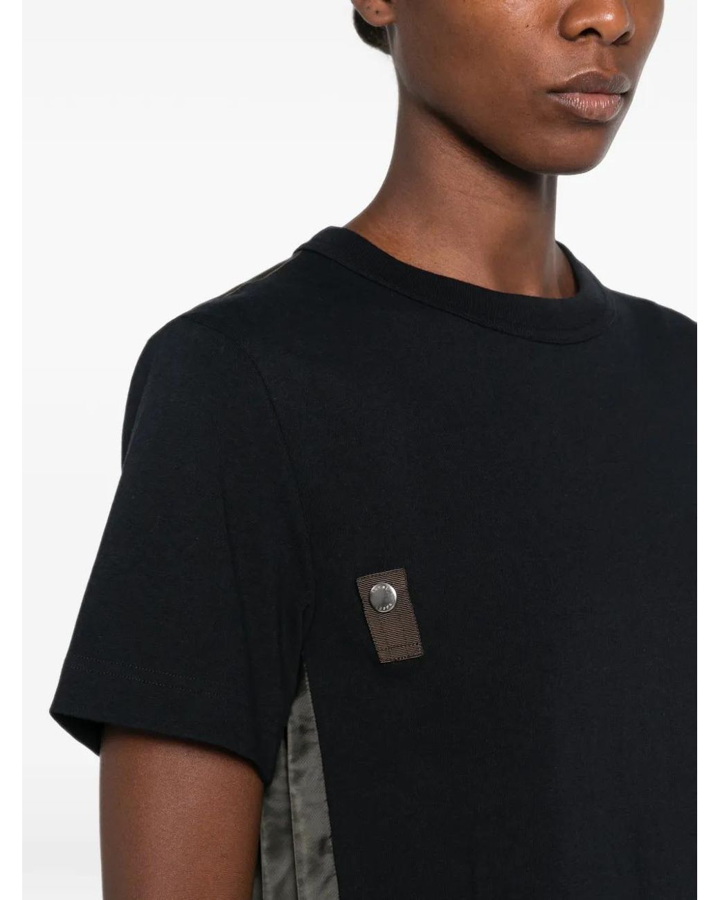 Sacai Black T-Shirt À Design Plissé