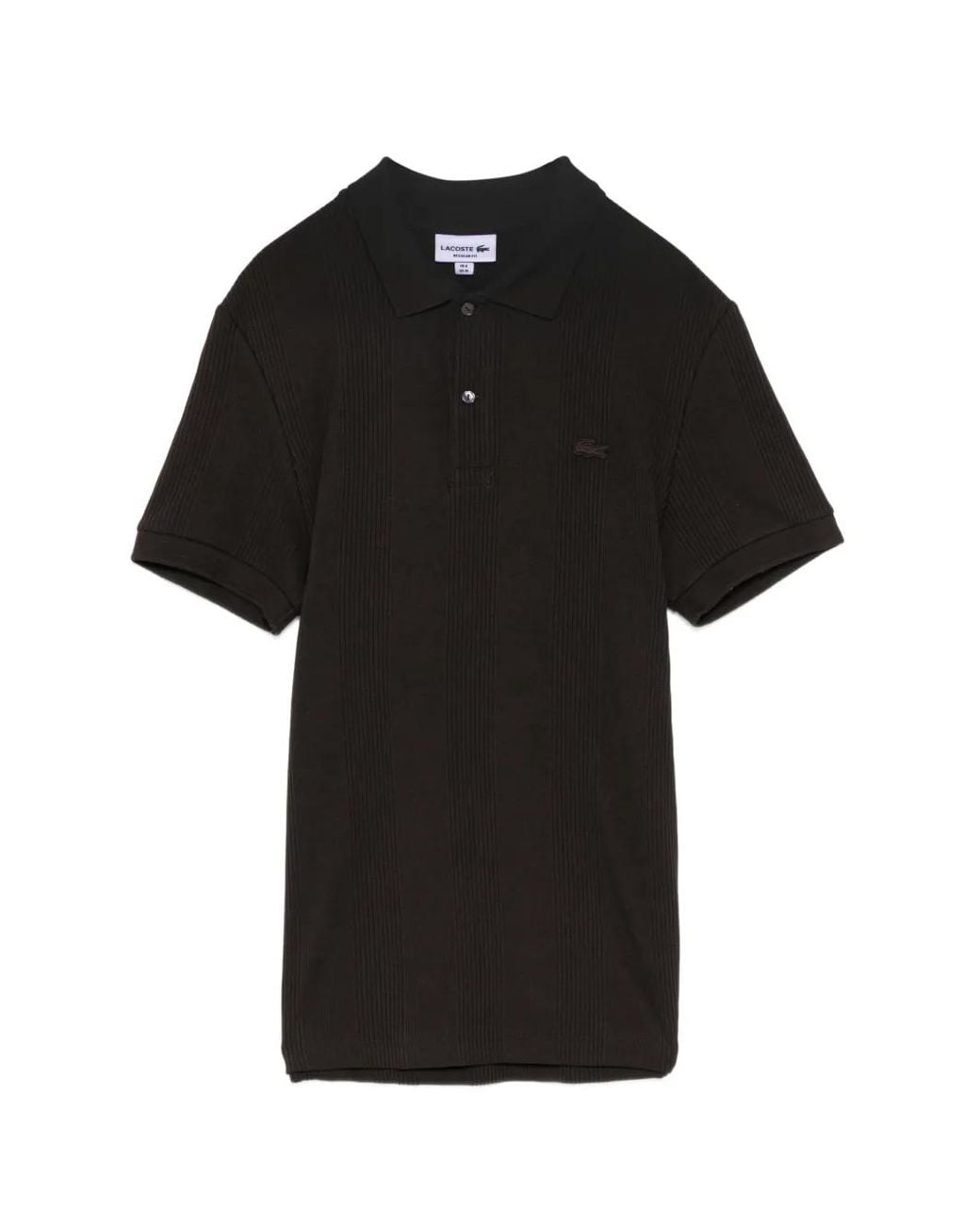 Lacoste Black Ribbed Logo Polo Shirt for men