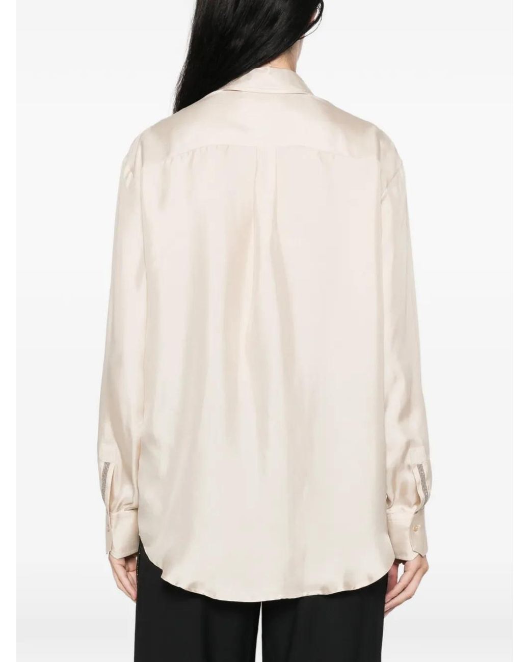 Antonelli White Beaded-Trim Pocket Shirt