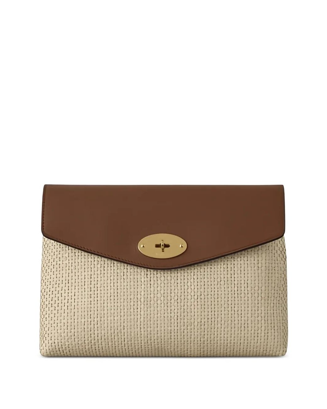 Mulberry Brown Large Darley Raffia Pouch