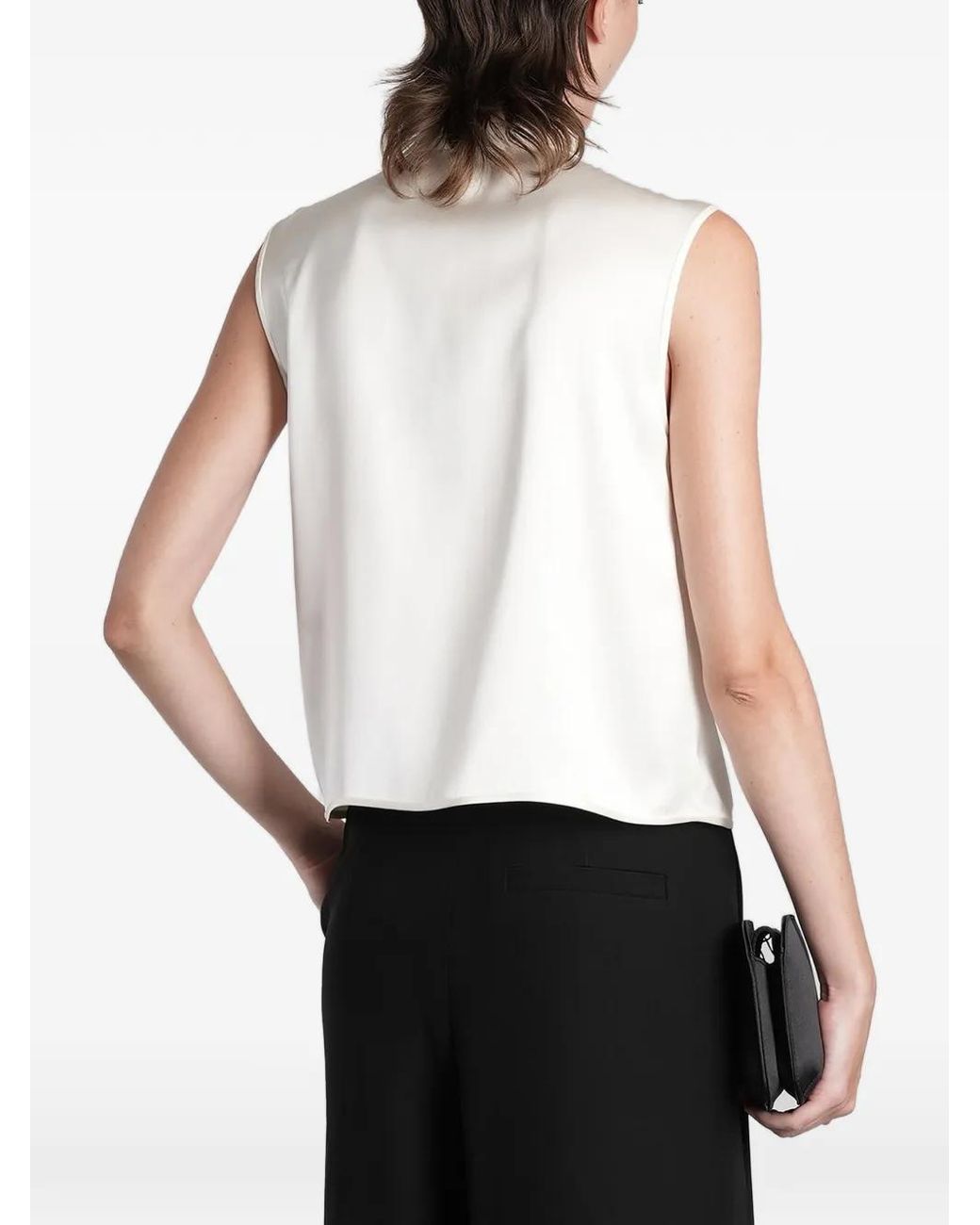 Giorgio Armani White Chemise Sans Manches À Détail De Nœud