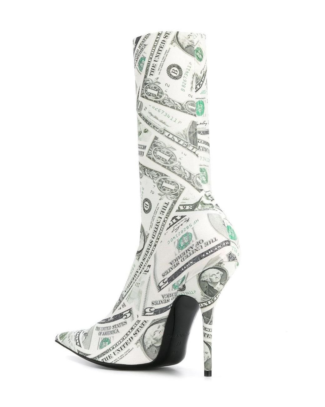 Balenciaga Dollar Print Boots in White |