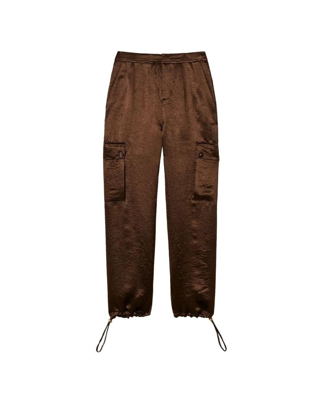 Twinset Brown Pantalon Froissé À Poches Cargo