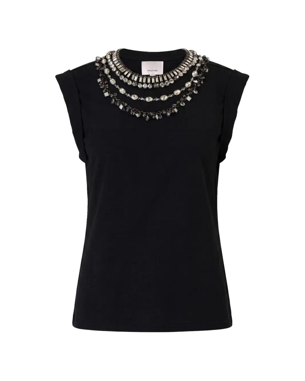 Cinq À Sept Black Bella Crystal-Embellished T-Shirt