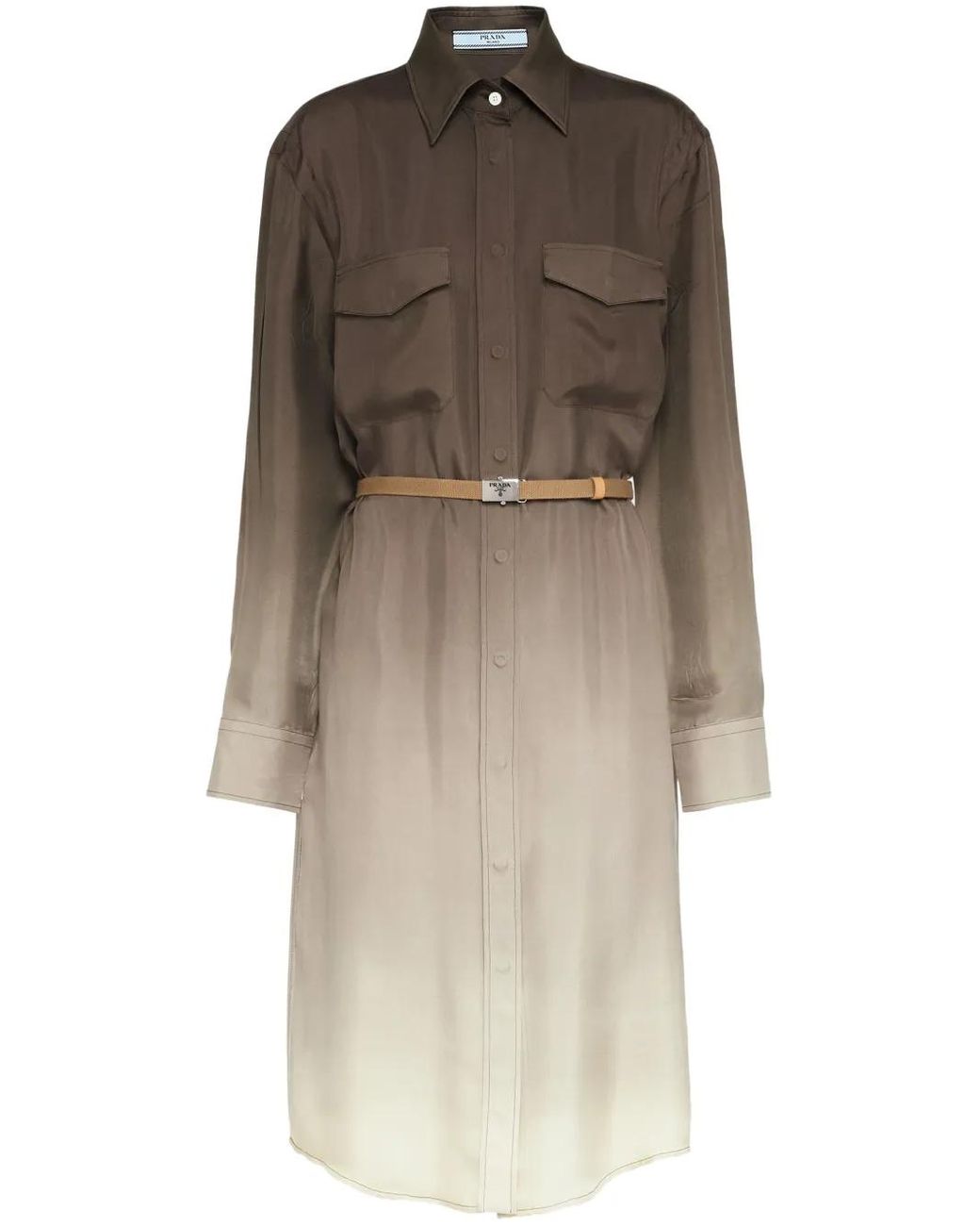 Prada Natural Gradient Silk Shirtdress
