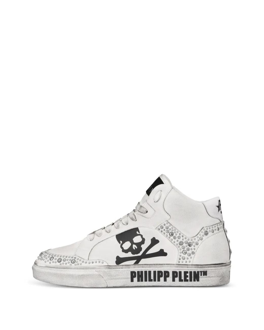 Philipp Plein White Hi-Top Sneakers Retrokickz Mix Studs