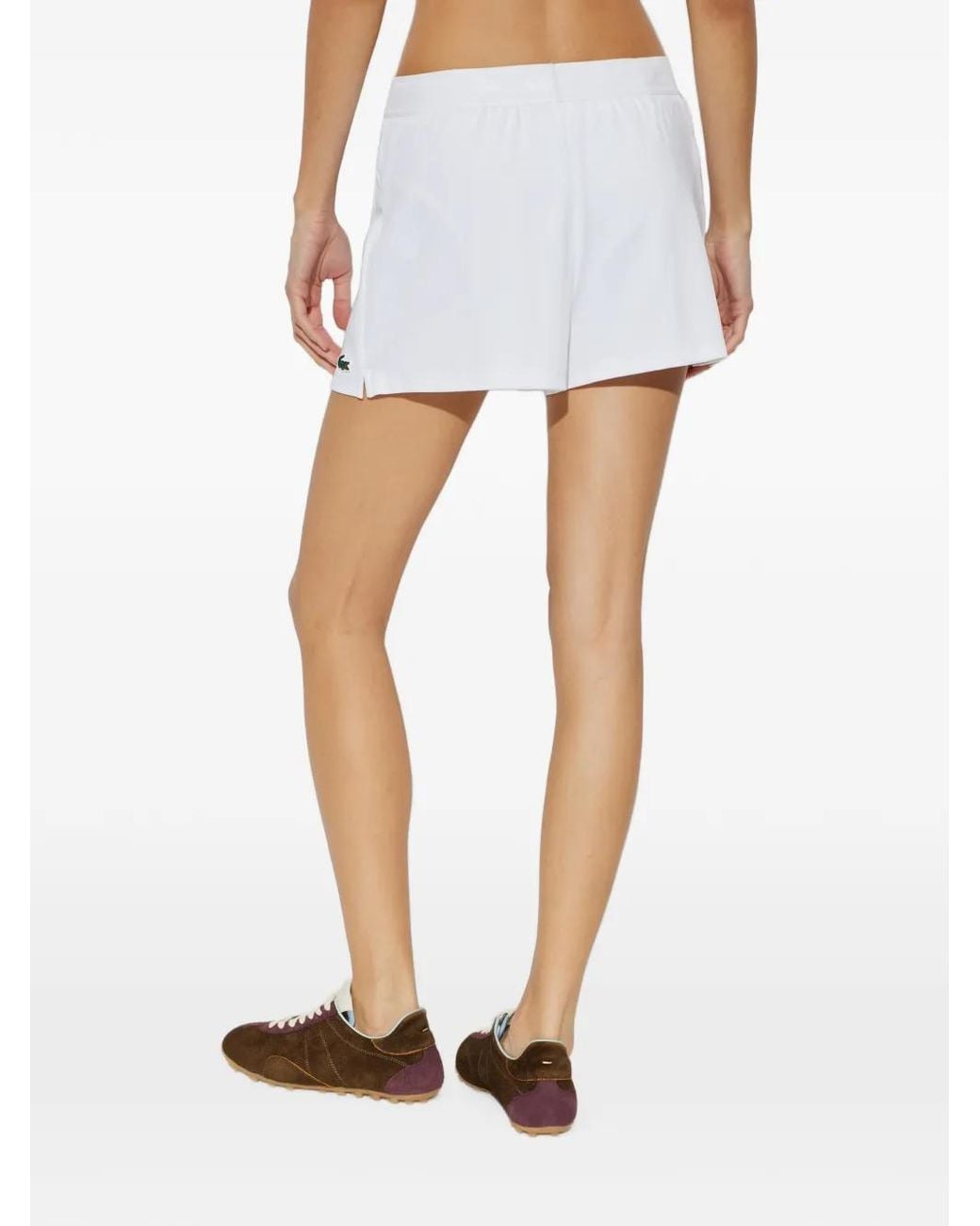 Lacoste White Ultra Dry Logo-Patch Running Shorts