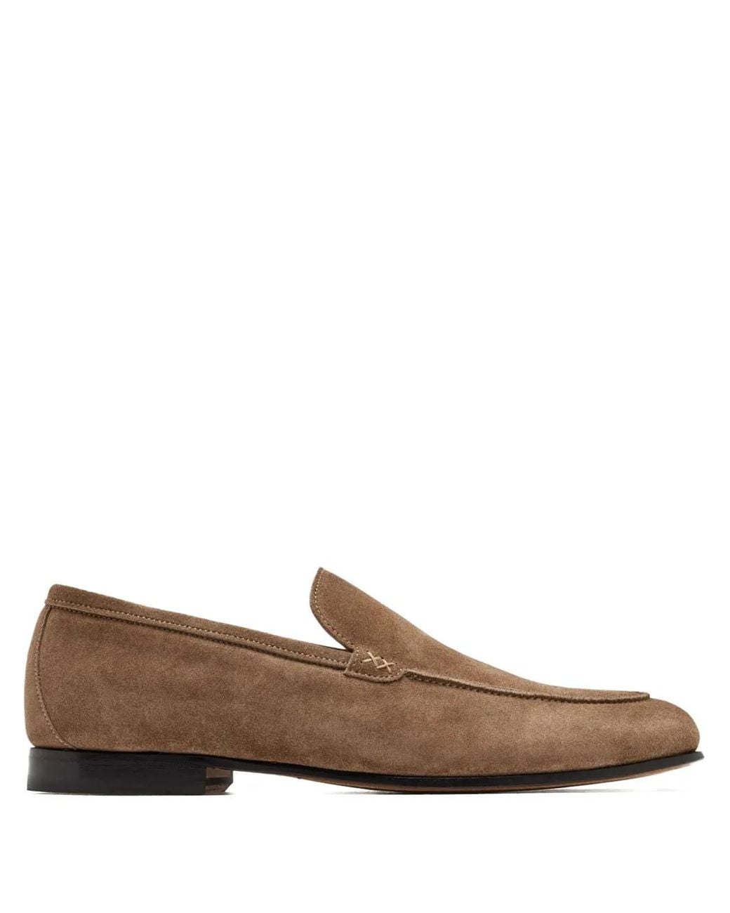 Forsa Brown Stitched Suede Loafers for men