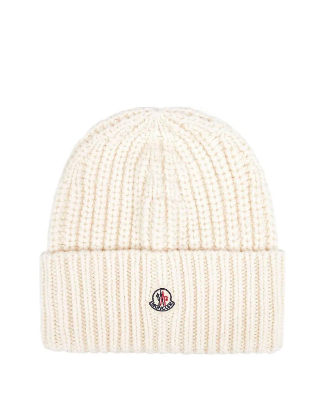 Moncler Geribbelde Muts Met Logopatch in het Natural