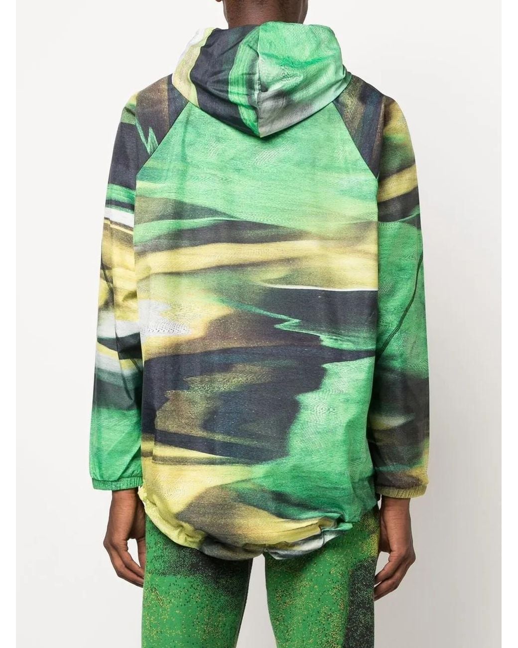 Saul Nash Green Graphic-Print Hooded Jacket for men