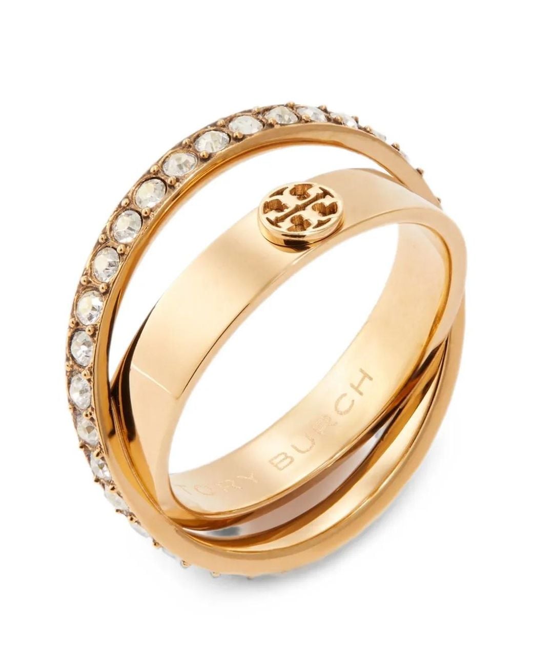 Tory Burch Metallic Icône Pavé Double Anneau