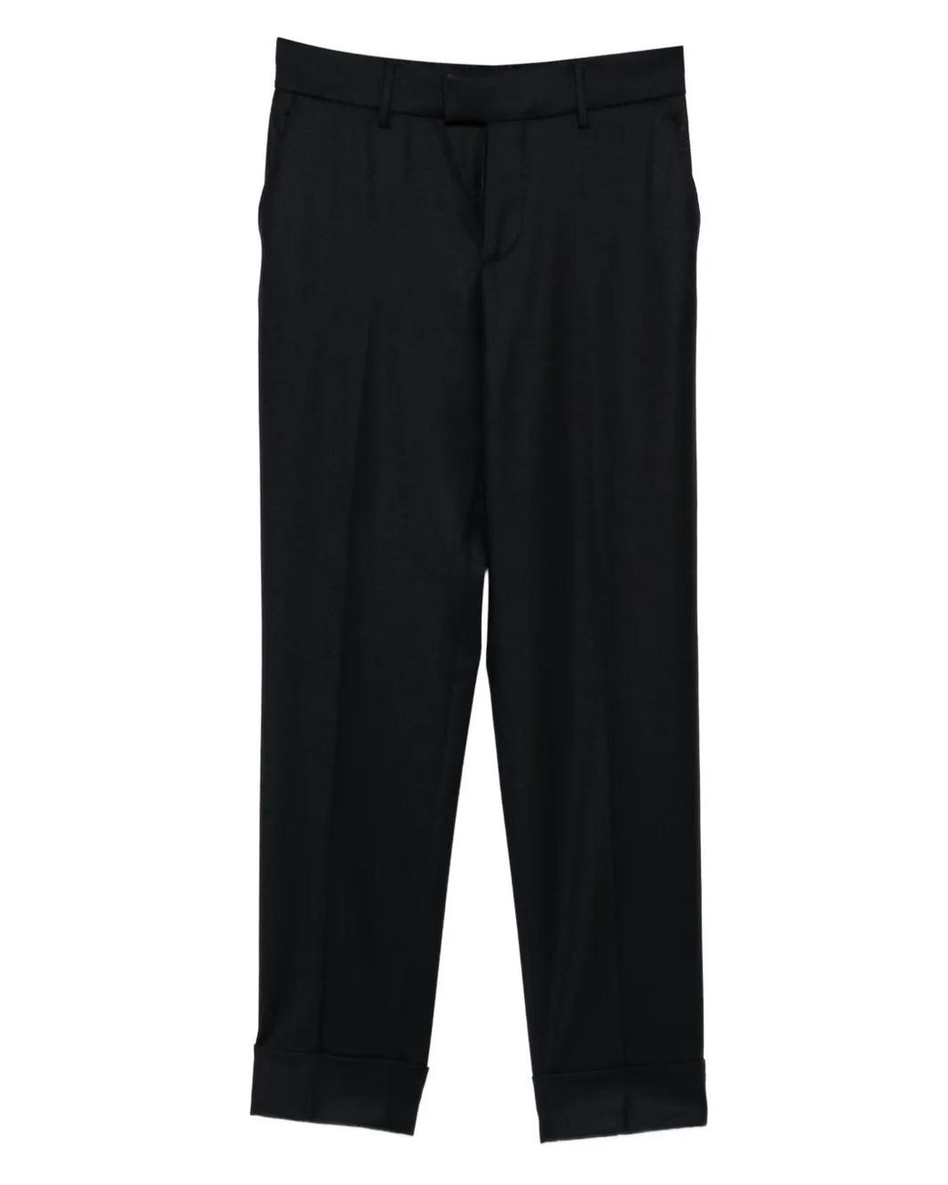 Berwich Black Cuffed Wool Trousers