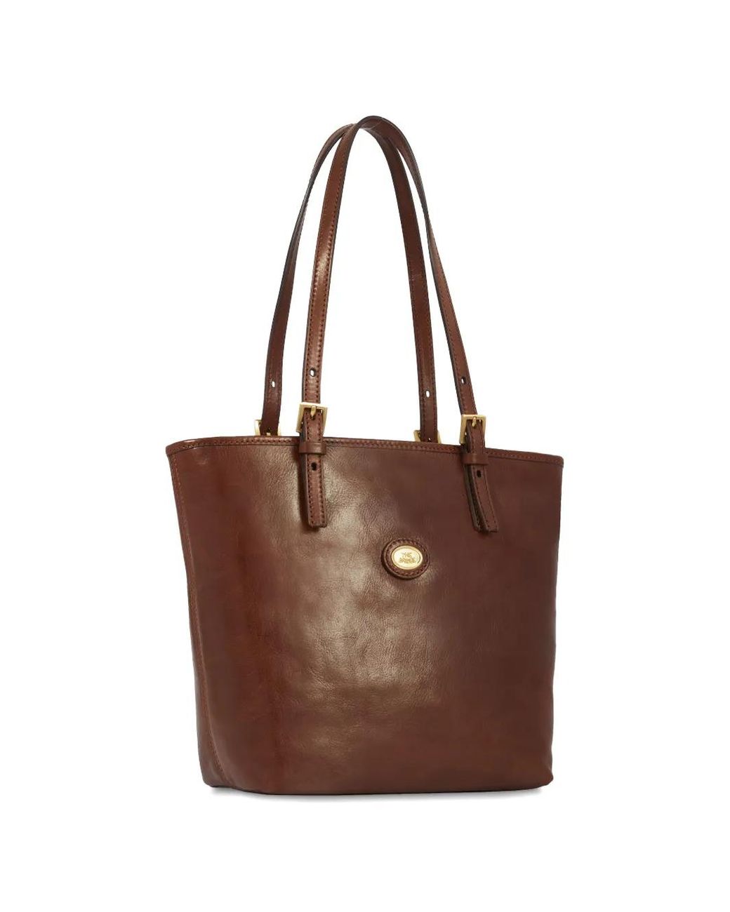 The Bridge Brown Leather Buckle-Detail Tote Bag