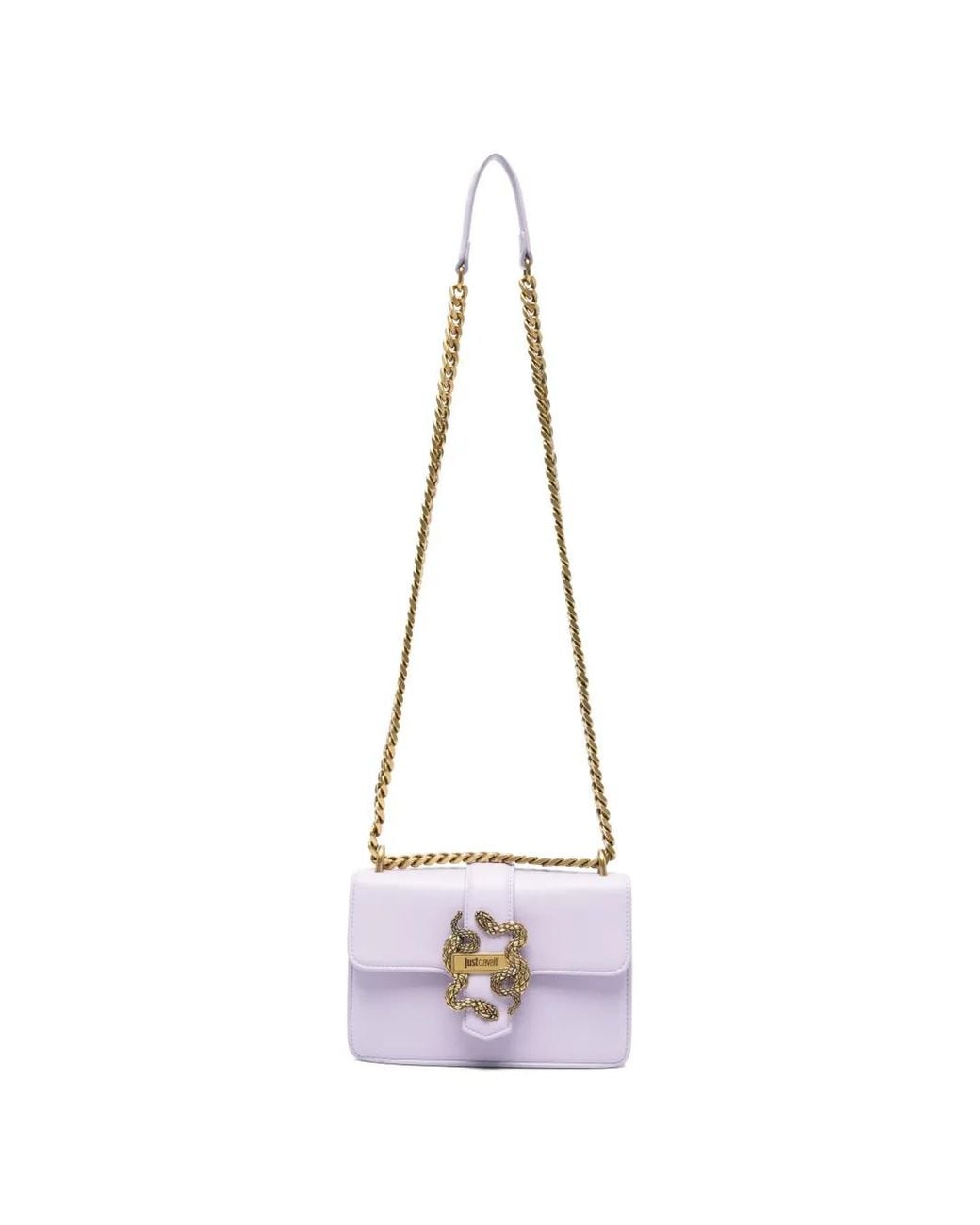 Just Cavalli White Snake-Detail Shoulder Bag
