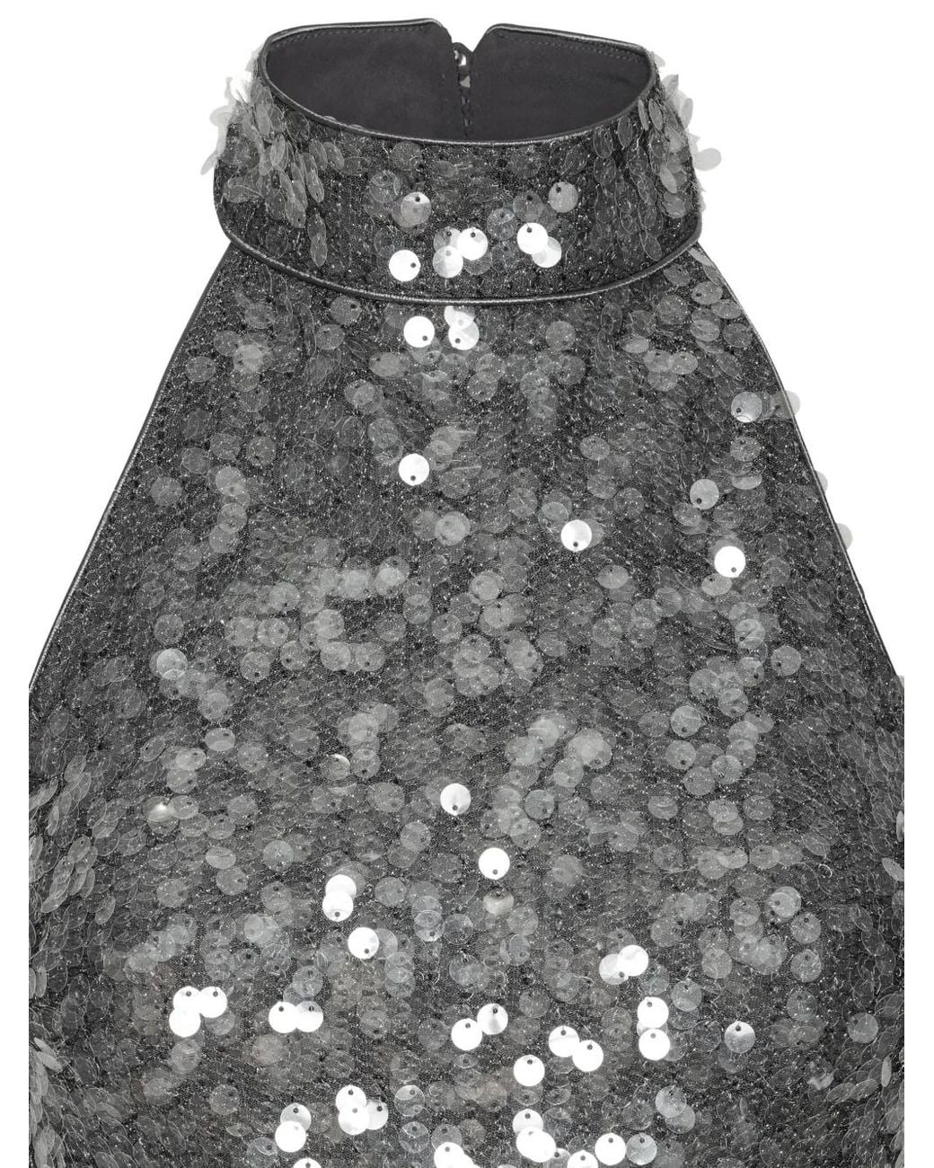 ROTATE BIRGER CHRISTENSEN Gray Halter Top With Paillettes