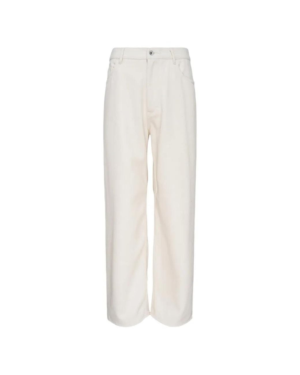 Auralee White Wide-Leg Silk Trousers for men